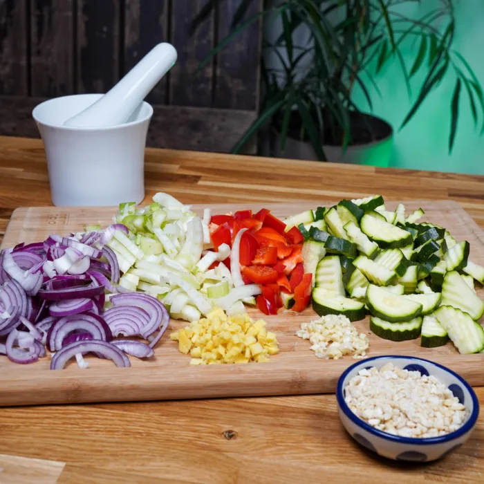 Zutaten für das vegane Fenchelgemüse kleingeschnitten