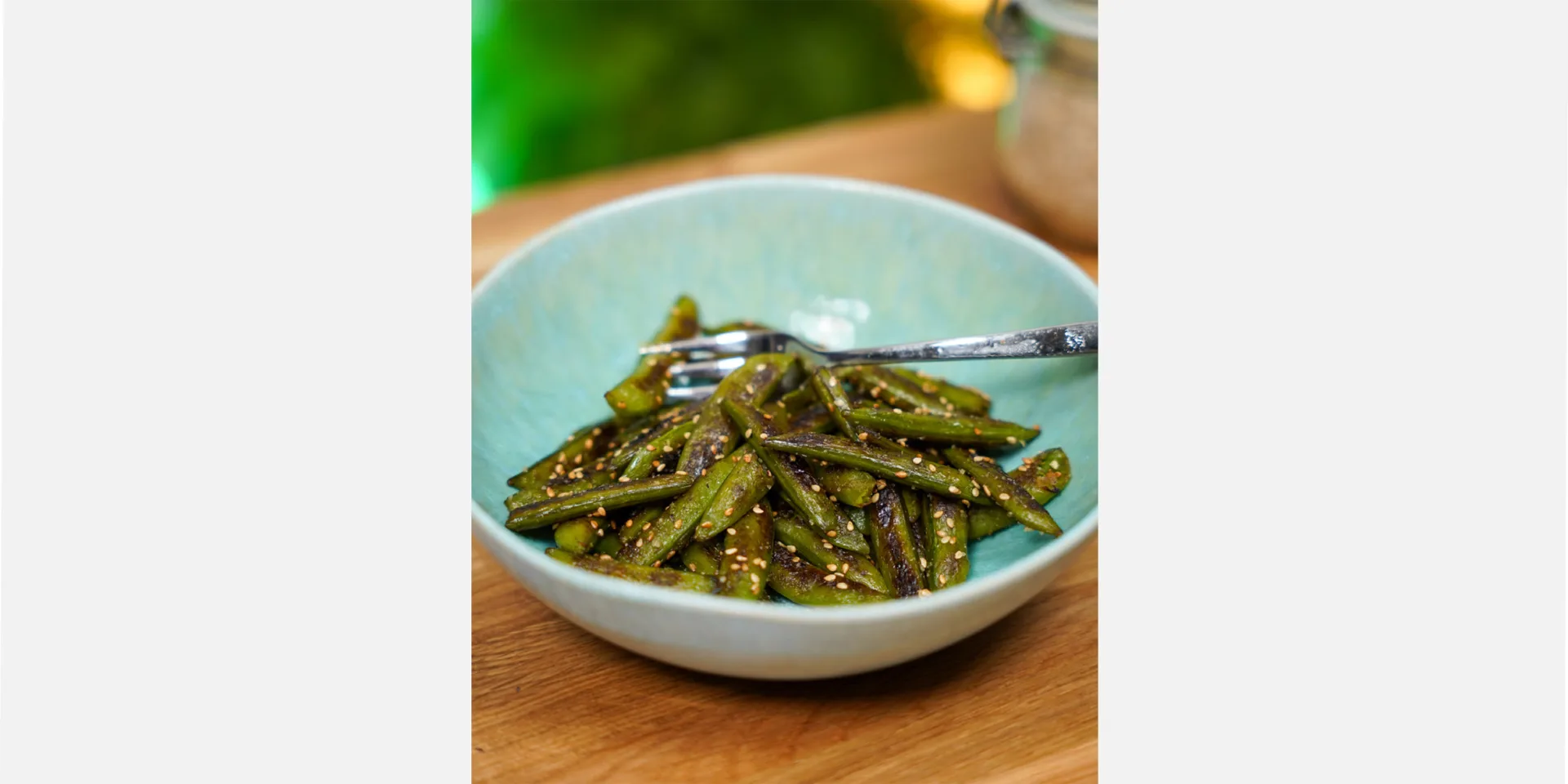 Snow peas served on a plate, hero