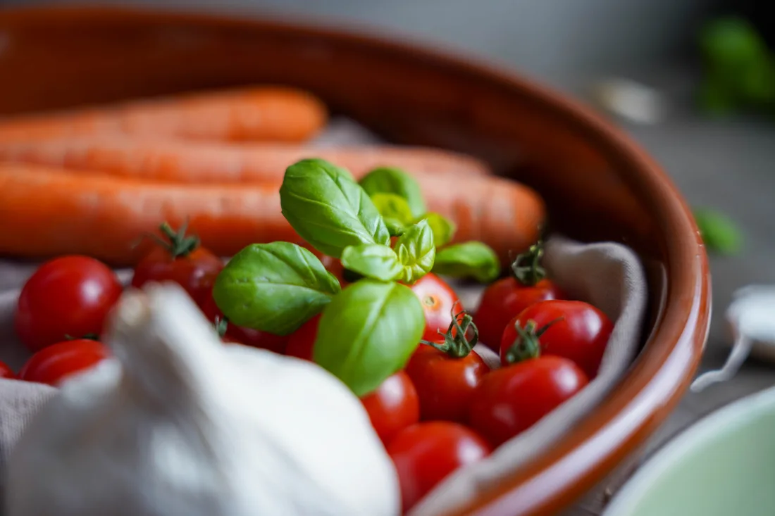 Raw vegetables as decoration.