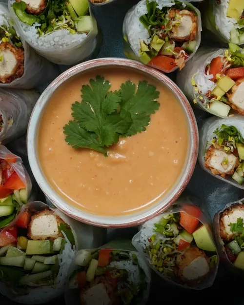 Vegane Summer Roll mit Erdnusssauce