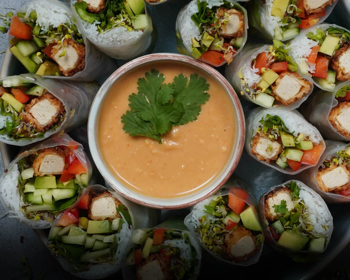 Vegane Summer Roll mit Erdnusssauce