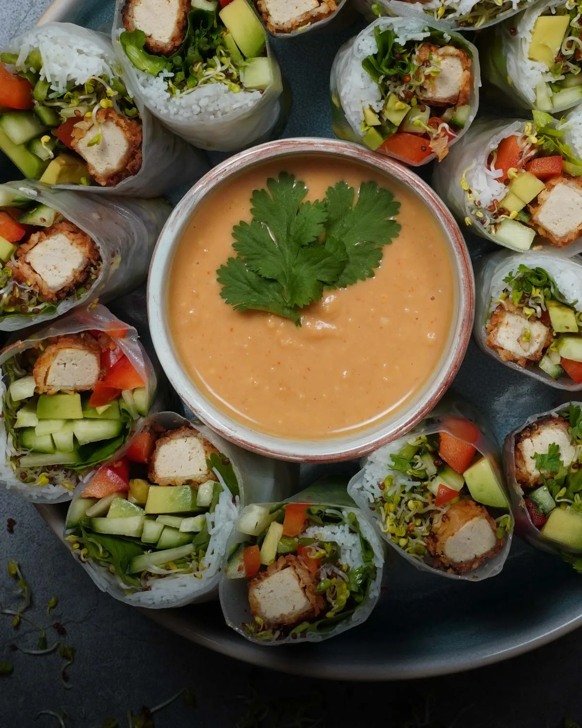 Vegane Summer Roll Detailaufnahme von oben