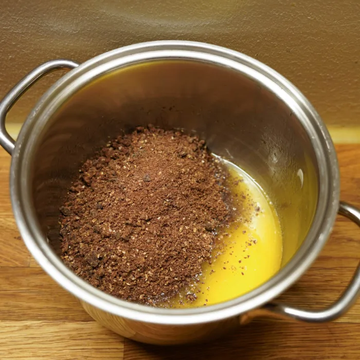 Vegan cheesecake, step 2a: melting the butter