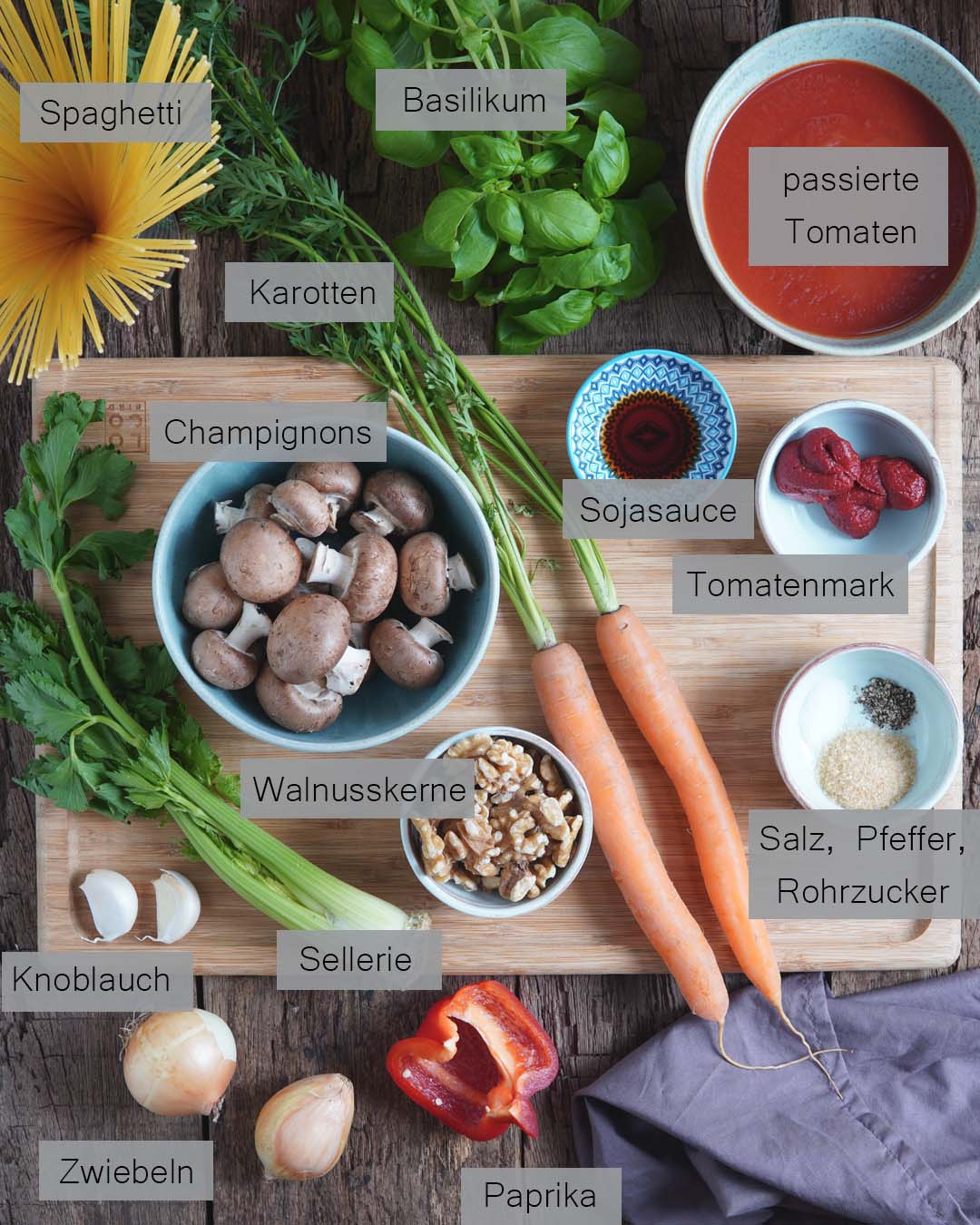 Vegane Spaghetti Bolognese Topview