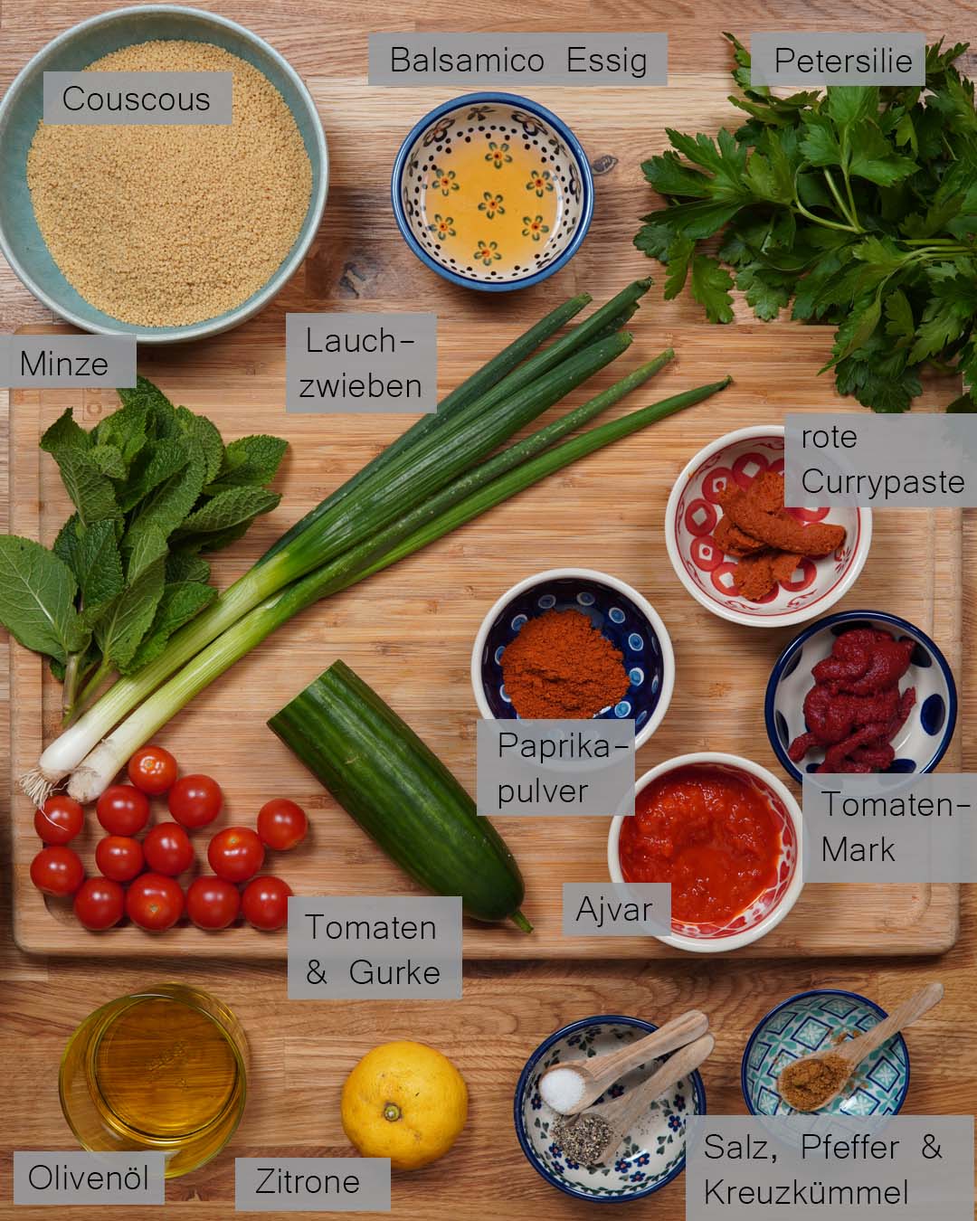 Couscous Salat in der Draufsicht