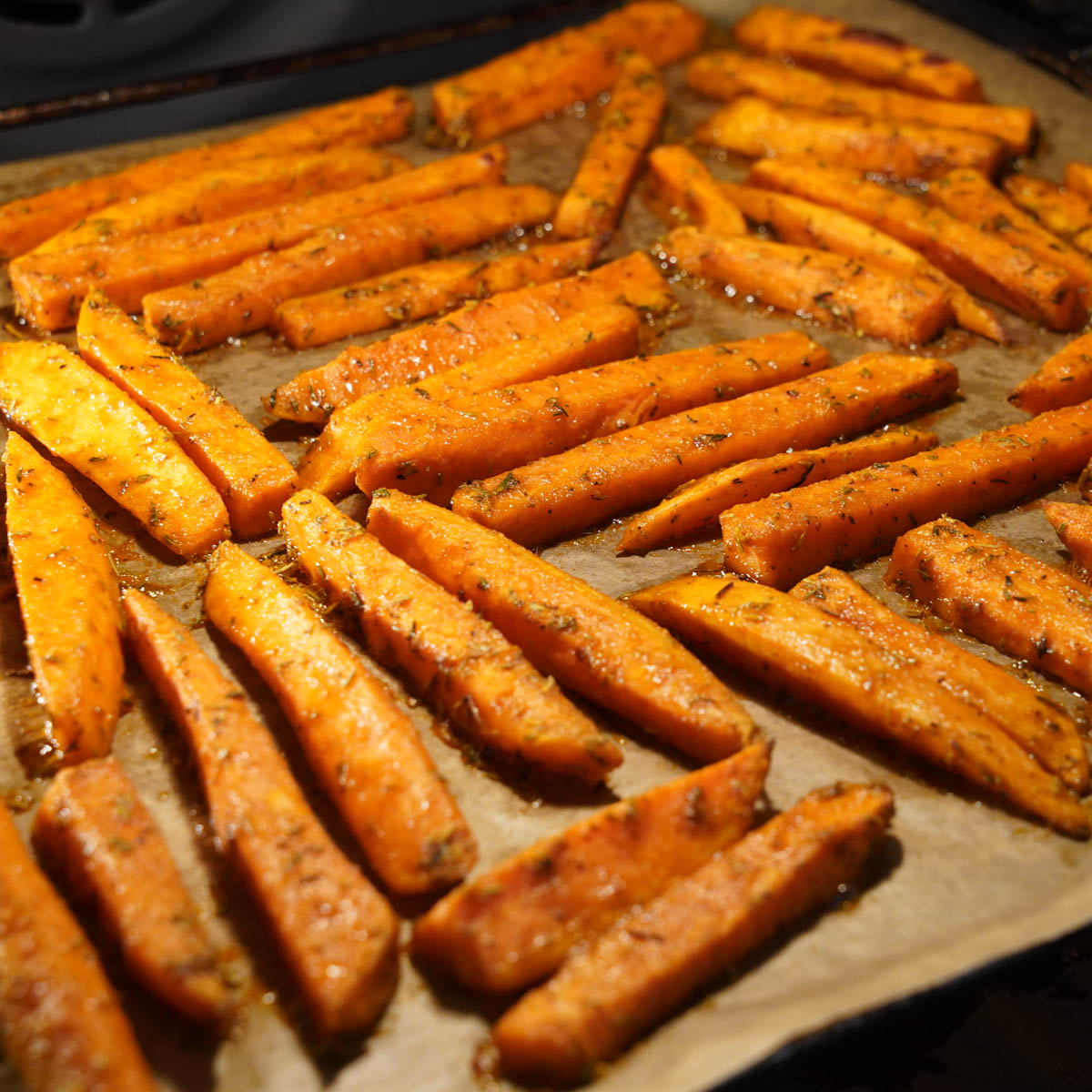 Süßkartoffelpommes im Backofen, Schritt 4